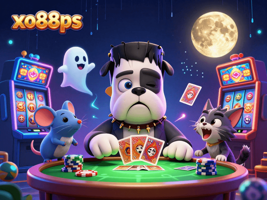 Experience thrilling slot action at xo88ps with a whimsical 3D casino scene featuring dynamic characters.