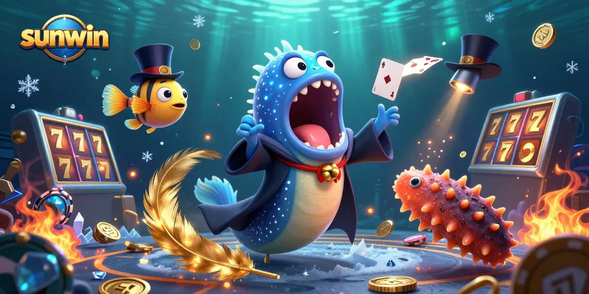 Watch the sunwin-themed underwater casino scene featuring a magician eel and a spotlight anglerfish.