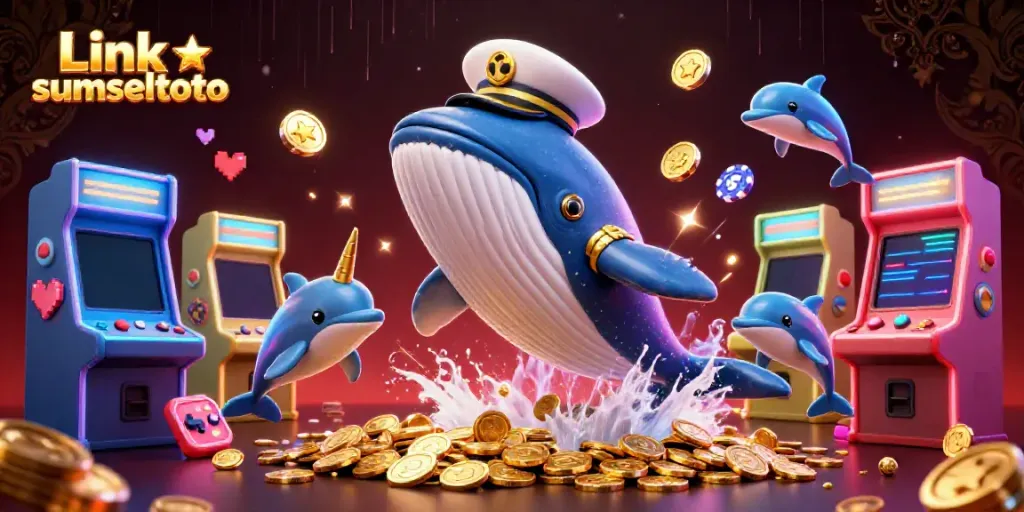 Experience the thrill of winning with Link sumseltoto in this vibrant 3D casino scene filled with joy and excitement.