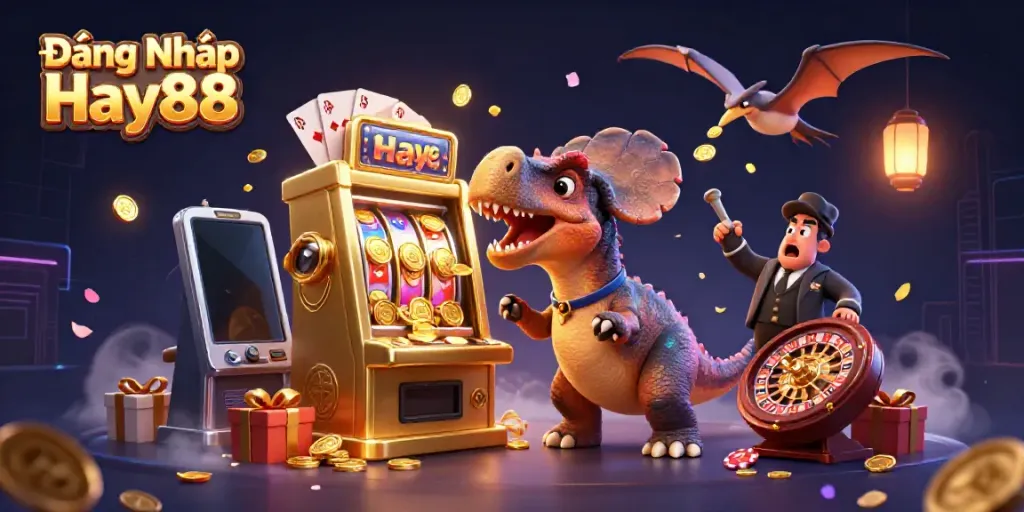 Experience the thrill of Đăng Nhập Hay88 where a pachycephalosaurus wins jackpots amidst casino excitement.