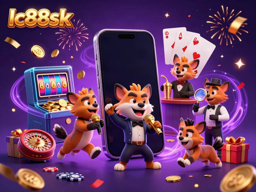 Experience the vibrant lc88sk casino scene with hyenas, slot games, and festive energy.