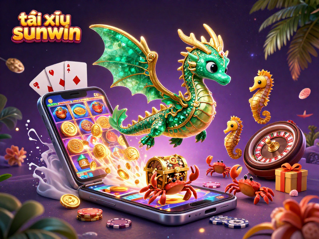 Experience the excitement of tài xỉu sunwin with dynamic gambling elements in a vibrant scene.