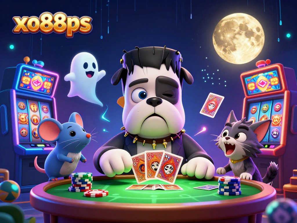 Experience thrilling slot action at xo88ps with a whimsical 3D casino scene featuring dynamic characters.
