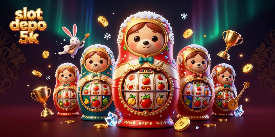 Experience the thrill of slot depo 5k with vibrant casino-themed 3D illustration