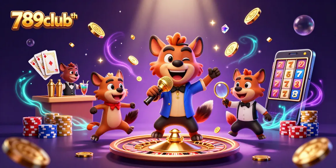 Experience the excitement of the 789clubth casino with hyenas in a vibrant casino scene.