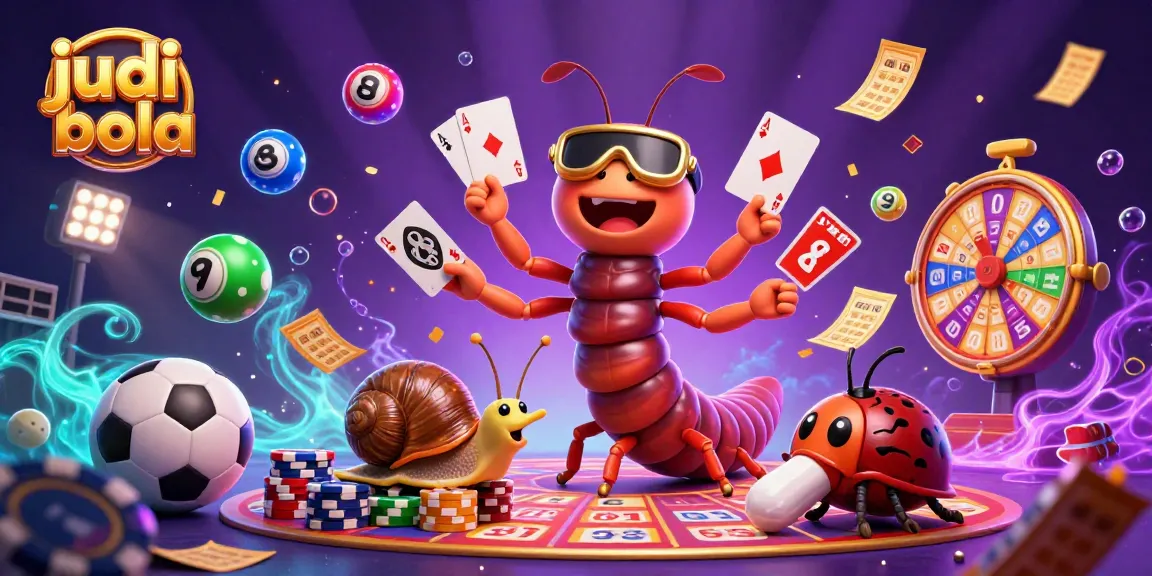 Engage in judi bola with a colorful scene of a millipede dealer, high-roller snail, and dynamic game elements.