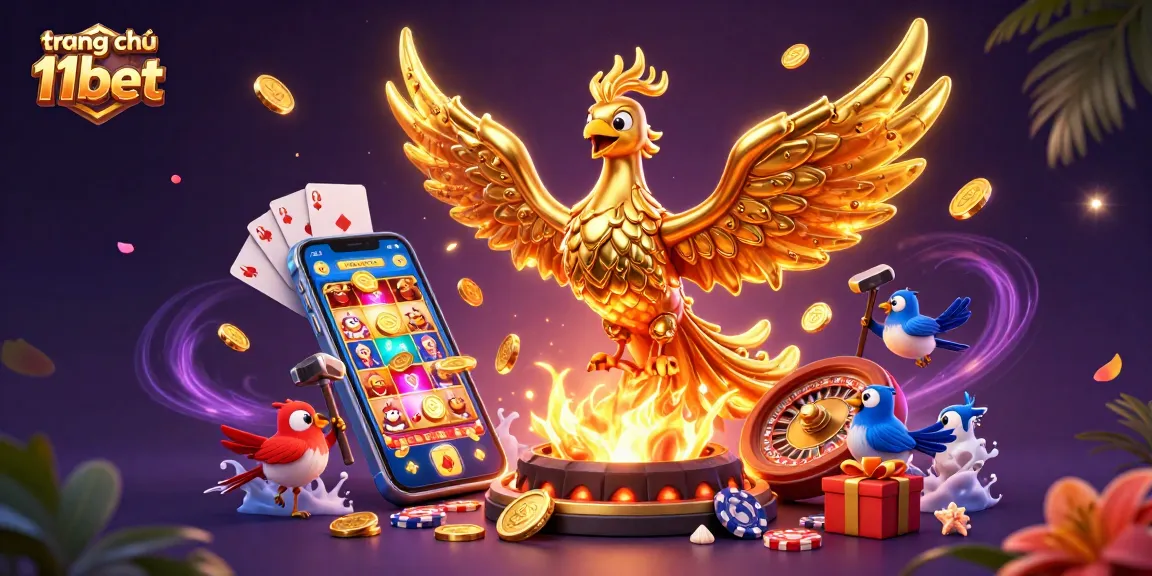 Experience thrilling moments at trang chủ 11bet with molten gold phoenix and colorful gaming elements.