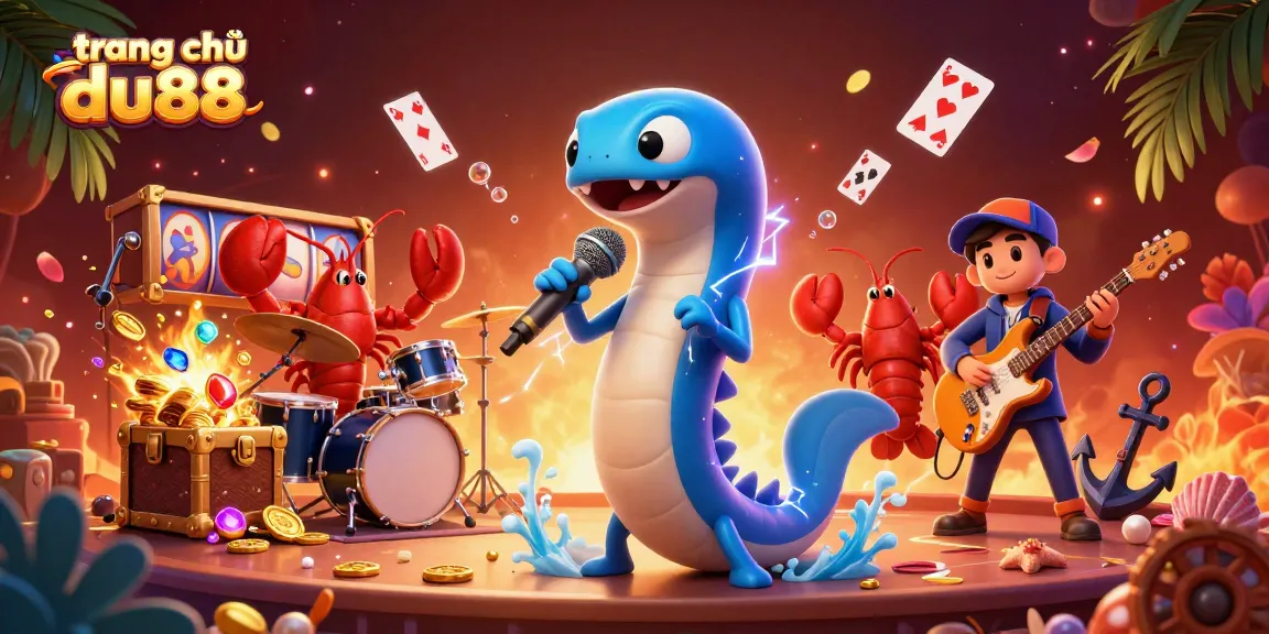 Experience the thrill of trang chủ du88 as an electric eel DJ and band perform in a vibrant underwater casino.