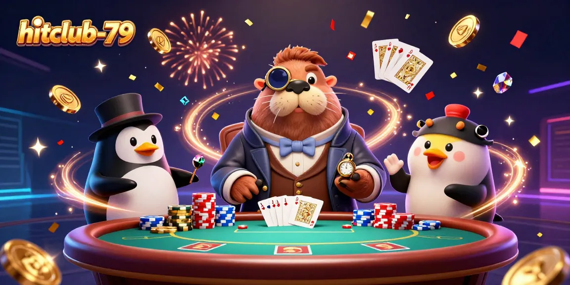 Experience the thrill of gaming with hitclub-79 featuring a jolly walrus and exotic poker scene.