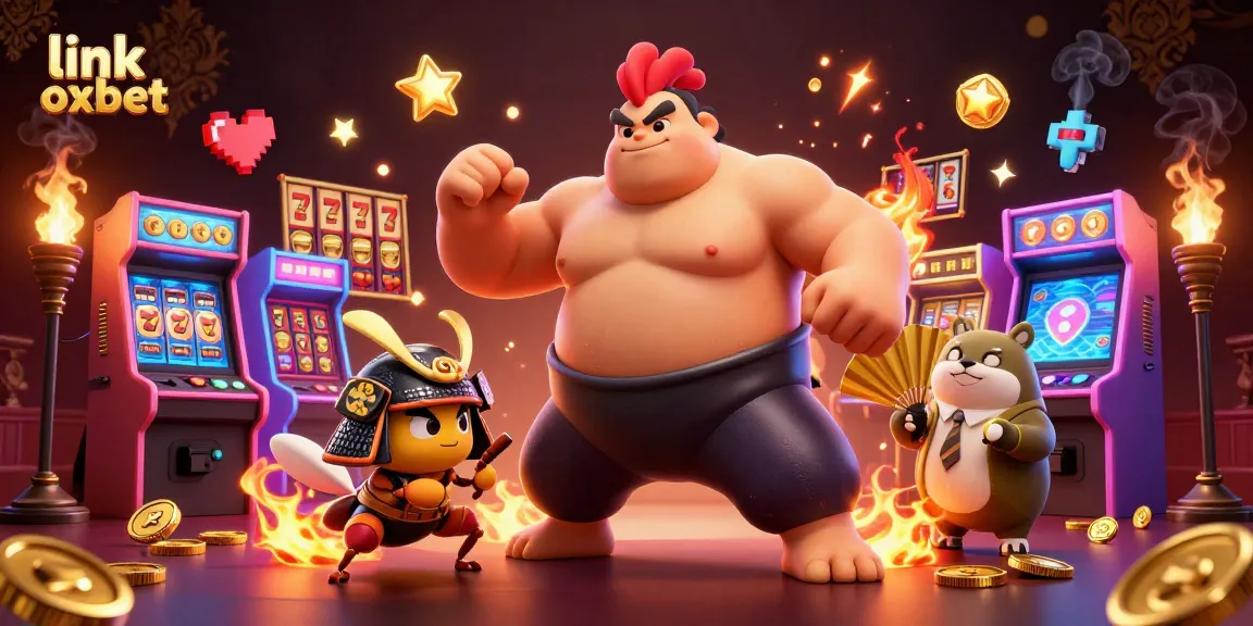 Engage with the dynamic world of link oxbet, featuring a sumo rooster and samurai cricket in a vibrant casino.